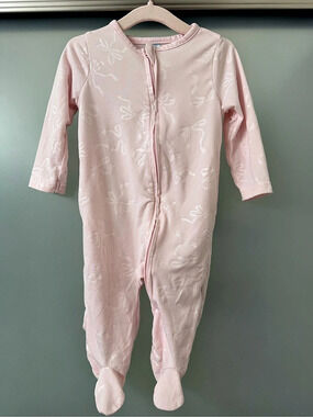 Charlotte & Star Baby Footie Floral Pink 3-6M